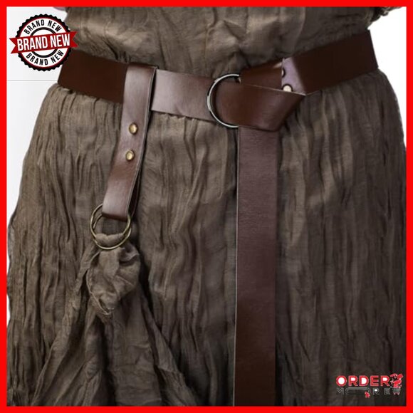 Renaissance Belt Set with Skirt Hikes PU Leather Medieval Cosplay Accessory - Picture 4 of 7